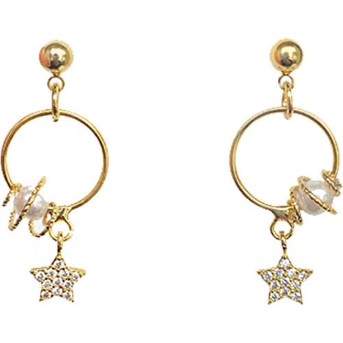 Fully Cubic Zircon Star Clip Earrings Without Piercing Circle Shiny 2019 Earrings