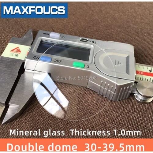 Watch glass Mineral glass Double dome Thick 1.0 mm diameter 30 mm to 39.5 mm