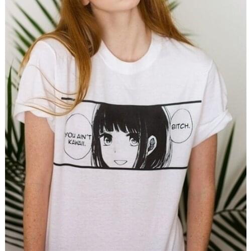 Sunfiz YF 2019 Women Funny T Shirts Harajuku Print Aint Kawaii Girl Japanese Style Anime Tops Streetwear Womale Arya Stark Tees