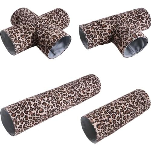 Pet Tunnel Leopard Print Pet Rabbit Hamster Play Tunnel Collapsible Tunnel Space-Saving Nontoxic Toys for Cats