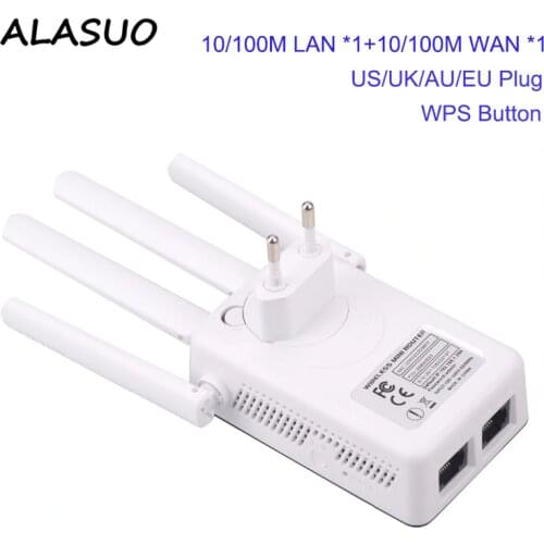 WiFi Repeater Amplifier 2.4GHz 300Mbps 2 RJ45 Ports High Gain Antennas booster wi fi Access Point Long Range network extender