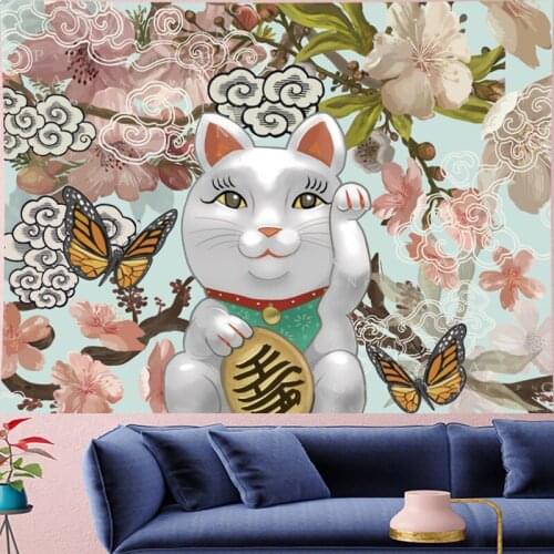 Japanese-style Zephyr Lucky Cat macrame Tapestry Kids room cloud personality Wall Hanging Vintage Pattern Tapestries home decor