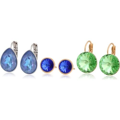 Xuping Jewelry Fashion New Arrival Rhodium Color Crystals Earrings for Women Girl Party Gift