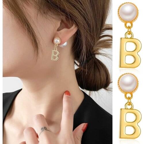 2021 French Retro Fashion New Design Gold Color Letter B Pendant Earrings Eardrop Studs For Women Girls Gifts Whosale Price