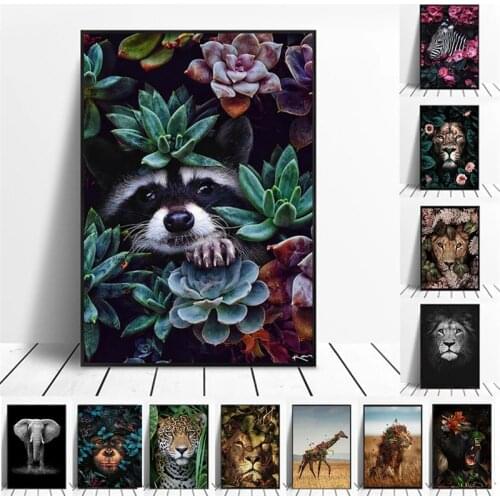 Animal Lion Elephant Deer Zebra Canvas Painting Art Wall Posters and Prints Wall Pictures for Living Room Decoration Home Decor