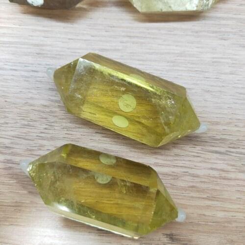1pcs Citrine Quartz Crystal Stone amphicone Point Healing Hexagonal Wand Treatment Stone