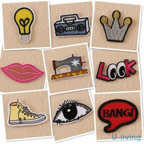 1pcs Mix fashion Patches for Clothing Iron on Embroidered Sew Applique Cute Patch Fabric Badge Garment DIY Apparel Accessories