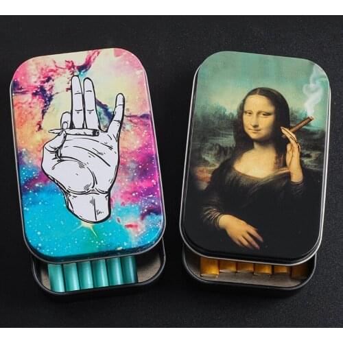 1pc Fashion Tin Storage Box Tobacco Humidor Rolling Paper Box Cigarettes Cases Boxes Holder Smoking Accessories