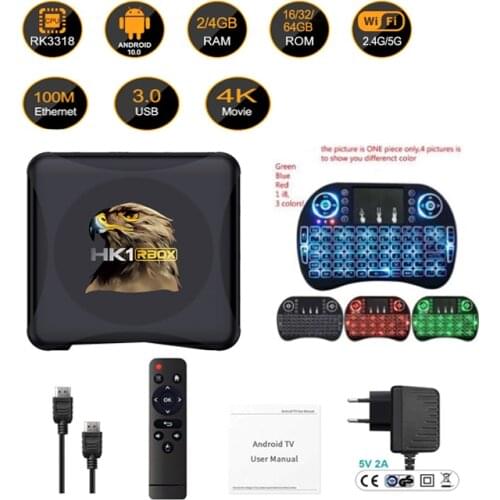 10pcs HK1 R1 MINI RBOX Android 10.0 Smart TV BOX Rockchip RK3318 2.4G&5G WIFI BT4.0 4K H.265 media player pk h96 mini v8 x96