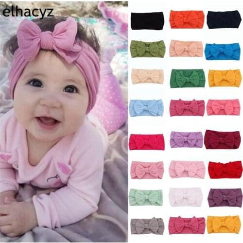 10pcs/lot Cute Bow Nylon Headbands Soft Elastic Nylon Bow Head Wrap Nylon Headwear Turban Baby Hairband Girls Hair Accessories