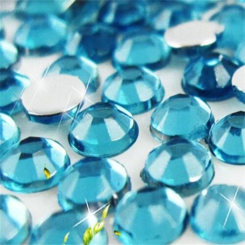 2-12MM DIY Bling Aqua Blue Color Round Acrylic Rhinestones Flatback Acrylic Stones no Glue for Hand Craft Arts Decoration