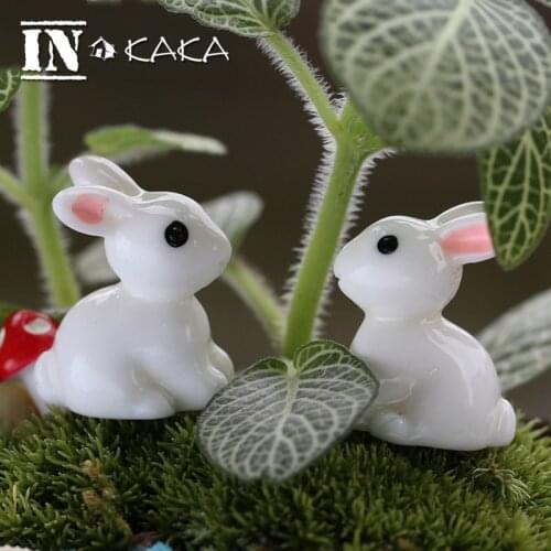 2pcs Zakka home micro garden Decoration crafts mini Rabbit animal model Action Figure Toy dollhouse DIY accessories Photo props