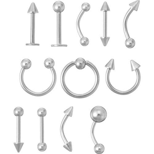 60pcs 6/8/10mm Mix Stainless Steel Body Piercing Jewelr Ear Nose Lip Eyebrow Tongue Ring Captive Bead Ring For Men Women