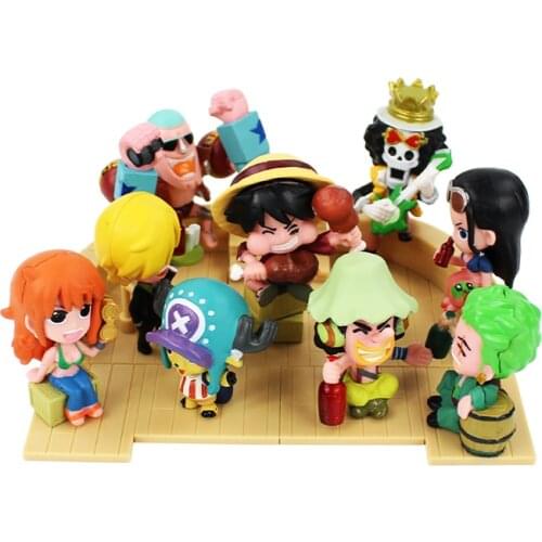9pcs/lot Figures Luffy Zoro Sanji Nami Robin Chopper Franky Usopp Brook Anime Puzzle Model Toys