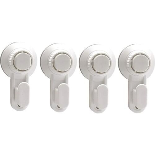 Promotion! 4 Pack Suction Cup Hooks Reusable Utility Hooks Waterproof and Oilproof Bathroom Kitchen Heavy Duty Hooks White