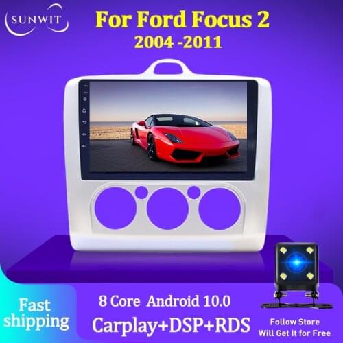2 Din Android Autoradio Car Stereo Players For Ford Focus MK2 2004-2011 GPS Navigation 8 Core 4G+64G Bluetooth Carplay DSP RDS