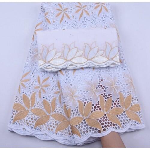 White Gold Cotton Lace Fabric Dubai Fabric 2020 High Quality Swiss Voile Lace In Switzerland African Lace Fabric For Party S1928