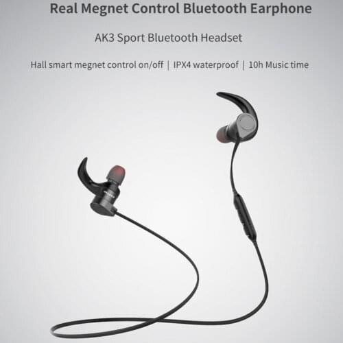 AK3 Bluetooth Earphone Mini Magnetic Stereo Waterproof In-ear Wireless Sport Headset Noise Reduction Headphone for Mobile Phone