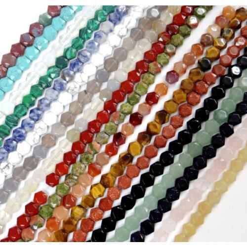 8*8mm Natural stone agate Rose Quartz Turquoise Opal Faceted Hexagon spacer beads for Diy Jewelry Making Bracelet Necklace 25pcs