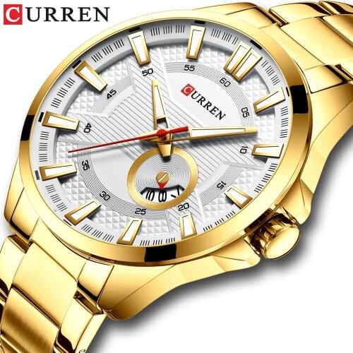 CURREN new small dial mens watch, simple design casual watch, mens waterproof quartz steel watch with calendar