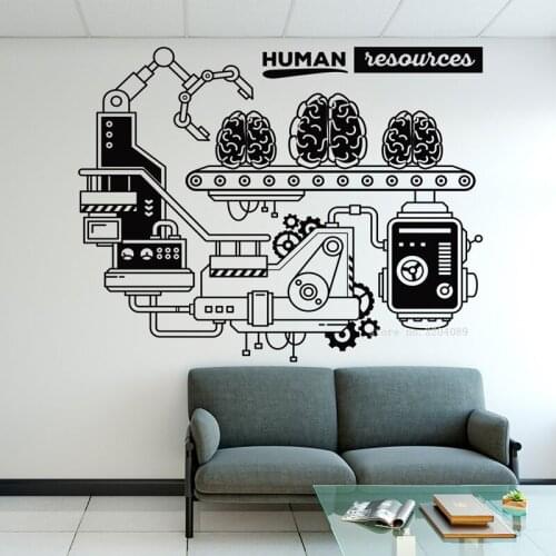 Human Resources quote Wall Decal Brain processor abstract design Sticker Office Supplies Business Process Corporate Vinyl DG480