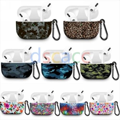Colorful Flower Print Silicone Wireless Earphone Air Pods 3 Case For Apple AirPods Pro 3rd Cover With Key chain Ring 100pcs