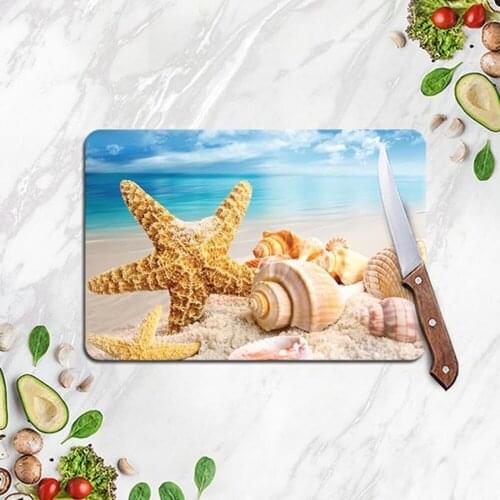 Decorative Glass Cutting Board Sea Star Patterned Glass Cutting Table Cutting Board 20x30 / 30x40cm Sizes