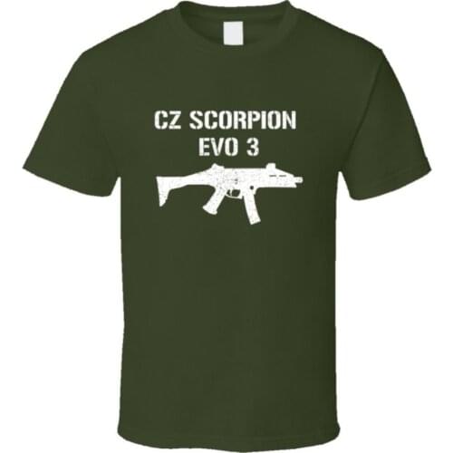 Cz Scorpion Evo 3 Submachine Gun Military Distressed T Shirt very Popular Style T-Shirt Men Slim Fit Cotton High-Quality Movie