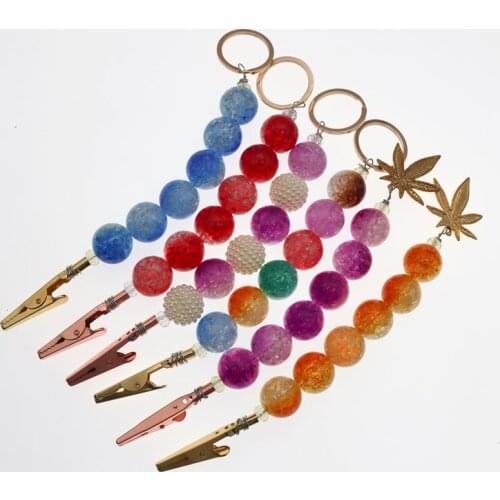 Length 21Cm Pearl Beaded Roach Smoking Cigarette Blunt Holder ATM Card for Long Nails for Fashion Women/Random Color