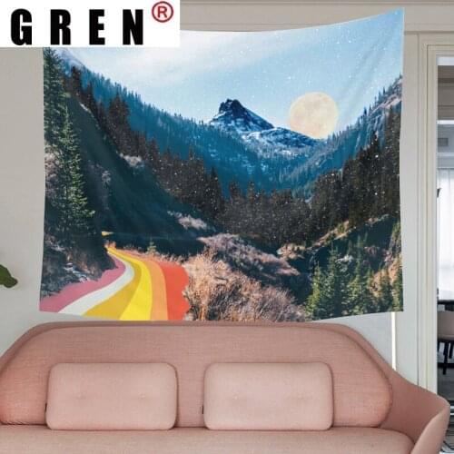 GREN Tapestry Mountain Landscape Wall Hanging Carpet Beach Towel Blanket Background Cloth Yoga Mats Art Bedroom Dorm Home Decor