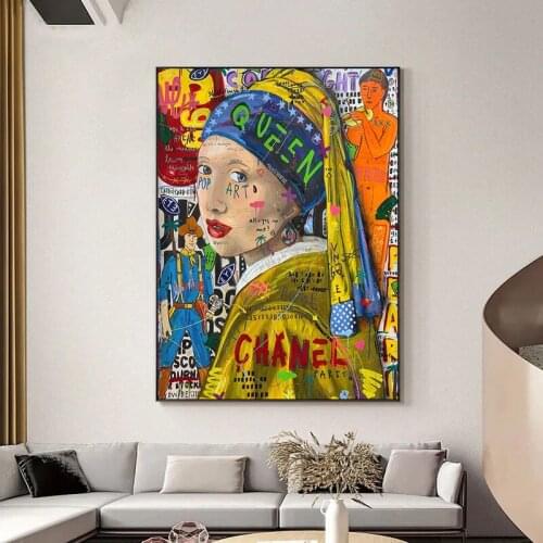 Graffiti Wall Art Girl with a Pearl Earring Canvas Paintings Famous Street Art Posters And PrintsWall Pictures for Home Decor