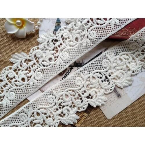 5 Yards 2.6" inch Cotton Lace Trim In White Embroidered Water Soluble Lace Trimming DIY Handicraft Home Party Decoration