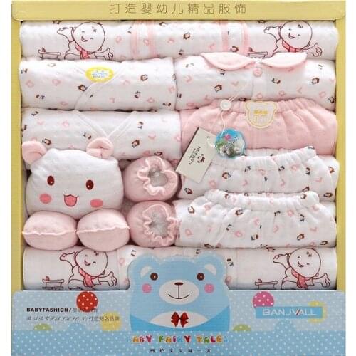 18pcs Cotton Baby Newborn Set Baby Girl Winter Clothes Cartoon Baby Romper Tops Pant Long Sleeve Baby Boy Clothing Overalls