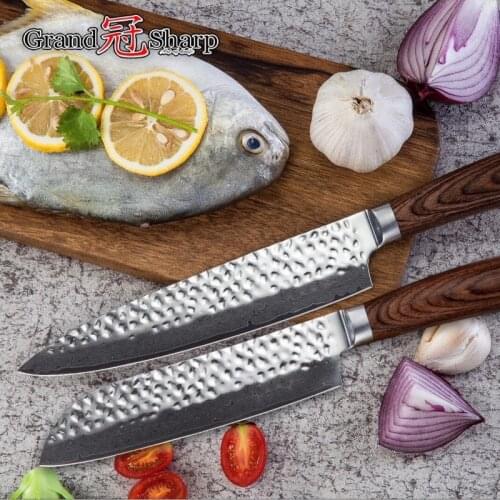 Damascus Kitchen Knives Chef Santoku Knife Set vg10 Japanese Damascus Stainless Steel Professional Kitchen Tools Cleaver BBQ NEW