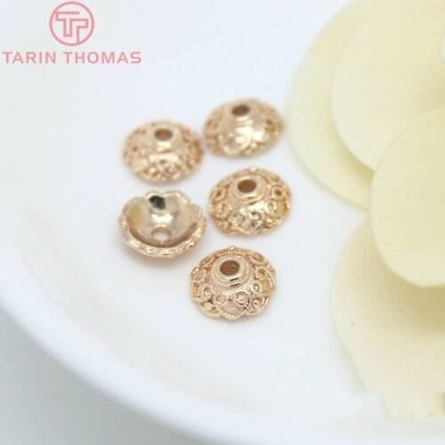 10PCS 9.5MM 24K Champagne Gold Color Plated Brass Beads Caps Tassel Caps High Quality Diy Jewelry Accessories