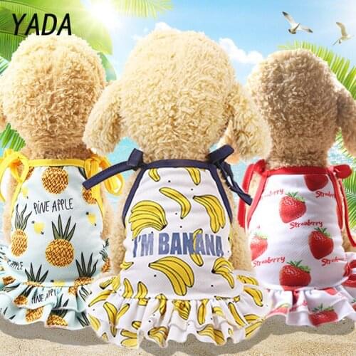 YADA 2021 Summer Pet Small Dog Vest Shirt Clothes Banana Pineapple Pattern Puppy Cat t Shirt Dress Clothing Pets Beach Shirts