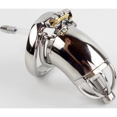304 Stainless Steel Male Chastity Belt Cock Cage Device with Urethral Sounds Catheter Spike Penis Ring Sex Toys for Men Couples