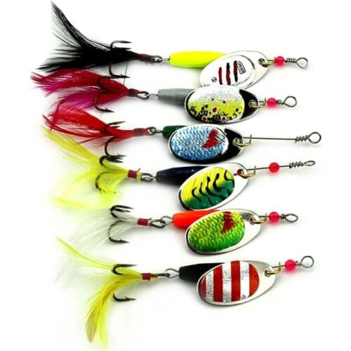 Lot 6pcs Spoon Metal Fishing Lures Set Spinner Baits CrankBait Bass Tackle Hooks Fishing Lures Sports Entertainment