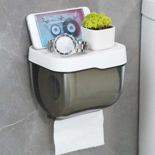 Wall Mount Toilet Paper Holder with Phone Storage Shelf Toilet Tissue Storage Rack Bathroom Holder Accessories