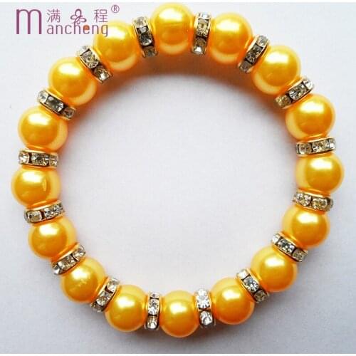 2021 New style Shallow orange 10MM pearl bracelet find quality pearl Set auger Shallow orange bracelet bangles jewelry
