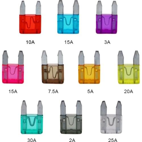 100PCS Mini Car Fuses 2A 3A 5A 7.5A 10A 15A 20A 25A 30A 35A Amp with Box Clip Assortment Auto Blade Type Fuse Set Truck