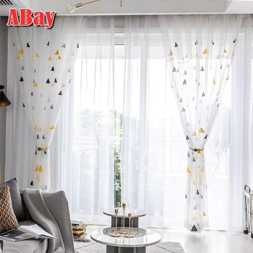 Sheer White Curtains for Living Room Home Decoration Modern Tulle On The Window Curtains for Bedroom Voile Drapes For Room Hall