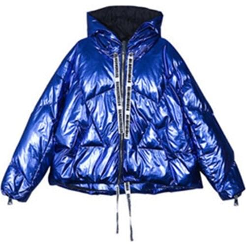 2019 New winter New Womens Down Jacket Coat Loose Big Size Thick Outer Cloak A Word Short Silver Bright Hooded Outerwear 828
