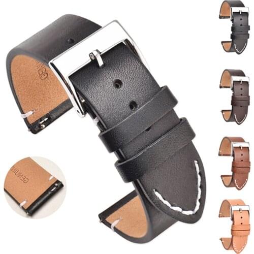 12 14mm 16mm 18mm 20mm 22mm 24mm Universal Genuine Leather Strap Watchband for Samsung Galaxy Active 2 Gear S3 S2 Bracelet Band