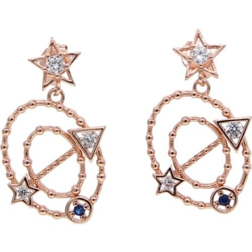 Luxury gorgeous european women jewelry multi cz Cute Saturn Star Space Universe Planet lovely drop earring Pendientes Brincos