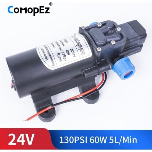 DC 24V 60W 130PSI 5L / Min Agricultural Electric Automatic Switch Water Pump Micro High Pressure Diaphragm Water Sprayer