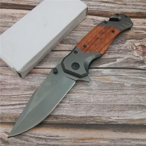Exquisite outdoor pocket knife, wooden handle, stainless steel folding knife, camping BBQ portable tools, easy to open, sharp