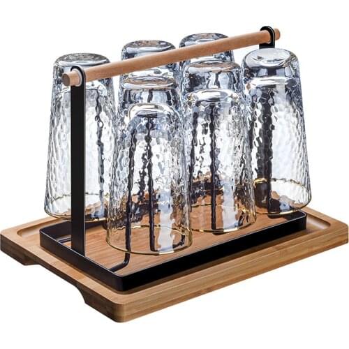 Glass Cup Holder Shelving Rack Household Living Room Creative Net Red Storage Rack Inverted Rack Cup Draining Shelf with Tray