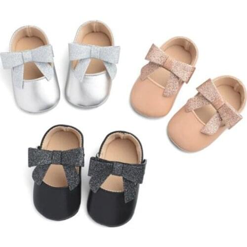 New Baby PU Shoes Infant Solid Bowknot Party Shoes Girl Footwear Antislip Newborn First Walkers Kids Girls Princess Shoes