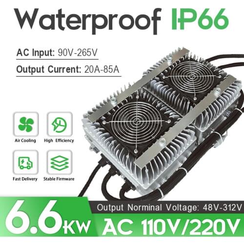 Fast Charger 6.6KW LifePO4 Lithium Battery Charger Li-ion NCM 48V 72V 96V 16S 20S 36S Enable 1430 TC CAN Control Fast Shipping